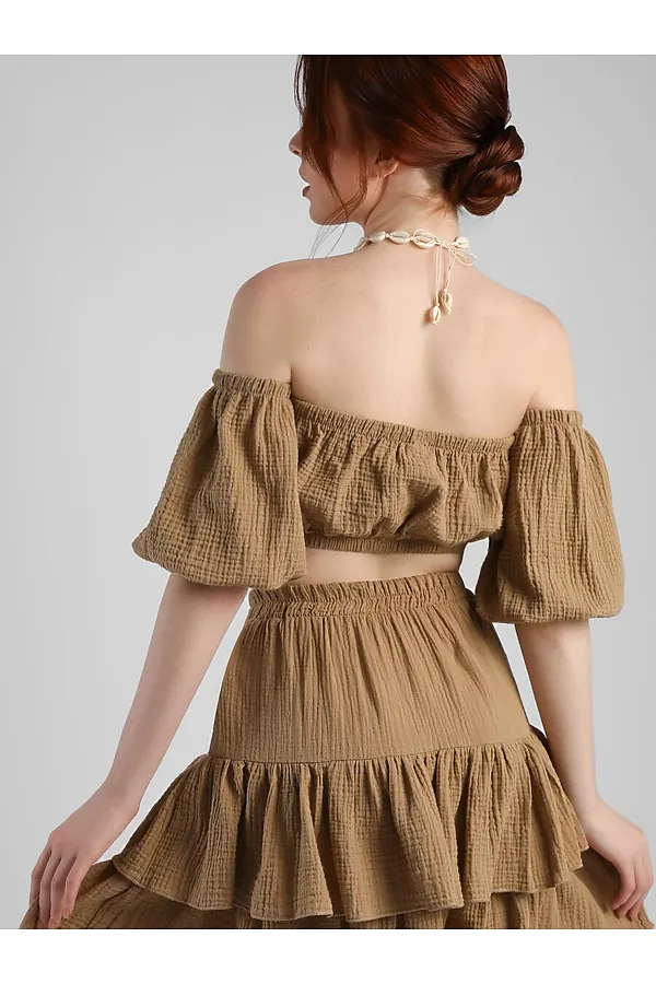 Костюм (Топ+Юбка) СОЛЬ&ПЕРЕЦ, темно-бежевый - фото 2