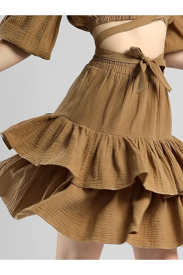 Костюм (Топ+Юбка) СОЛЬ&ПЕРЕЦ, темно-бежевый - фото 2