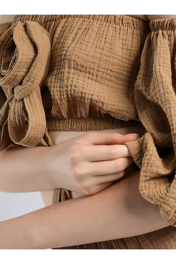 Костюм (Топ+Юбка) СОЛЬ&ПЕРЕЦ, темно-бежевый - фото 2