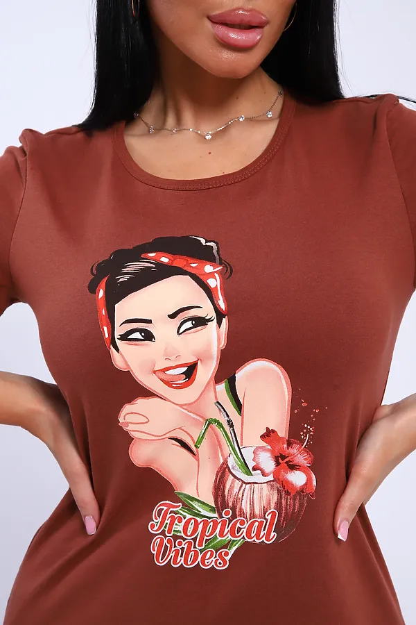 Пижама с брюками GIRL НАТАЛИ, коричневый - фото 2