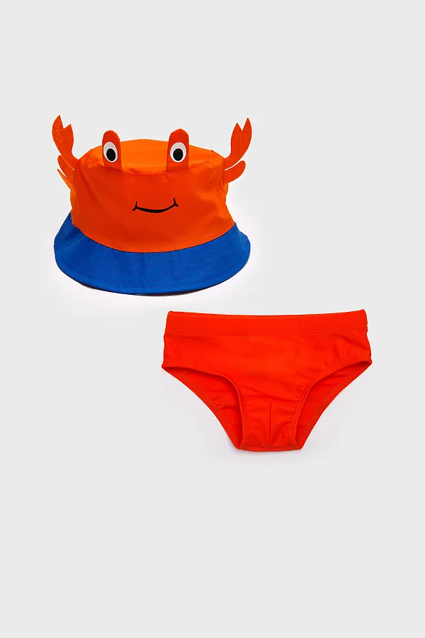 Комплект детский для мальчиков: плавки трикотажные, панама текстильная PLAYTODAY, красный,синий - фото 2