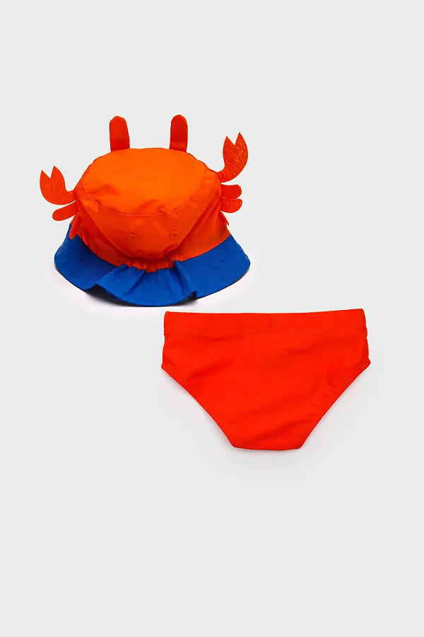 Комплект детский для мальчиков: плавки трикотажные, панама текстильная PLAYTODAY, красный,синий - фото 2