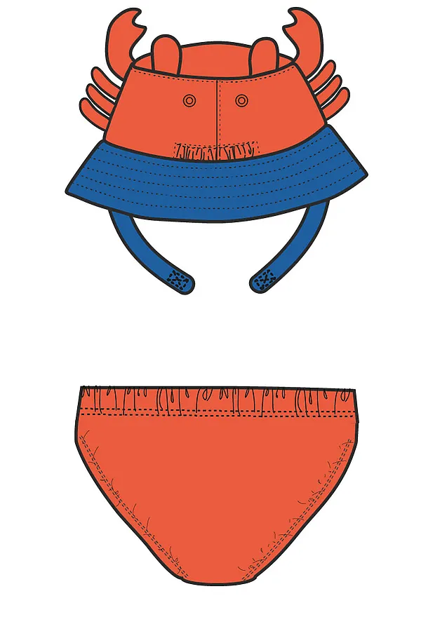 Комплект детский для мальчиков: плавки трикотажные, панама текстильная PLAYTODAY, красный,синий - фото 2