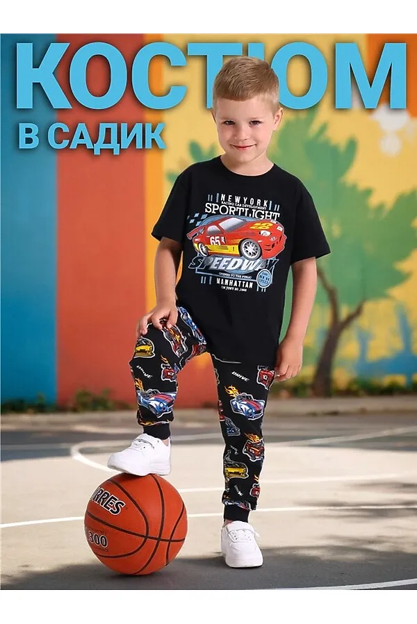 Костюм (Брюки+Футболка) АПРЕЛЬ, черный - фото 2