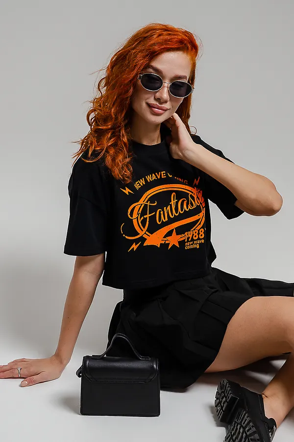 Футболка 8512/1 НАТАЛИ, черный+фантастика - фото 2