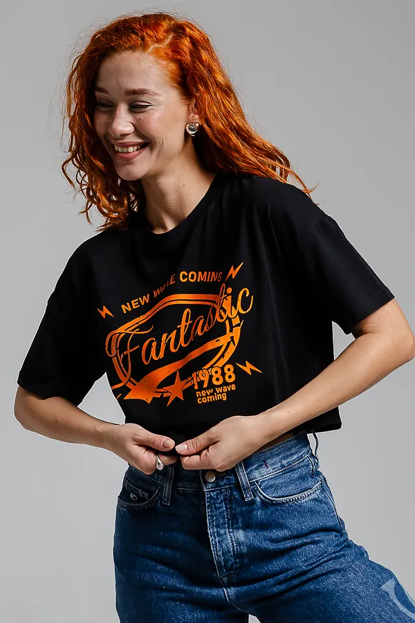 Футболка 8512/1 НАТАЛИ, черный+фантастика - фото 2