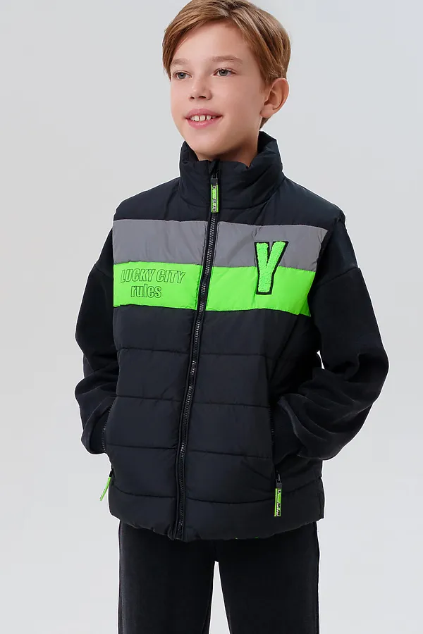 Жилет PLAYTODAY, черный,зеленый,серебряный - фото 2