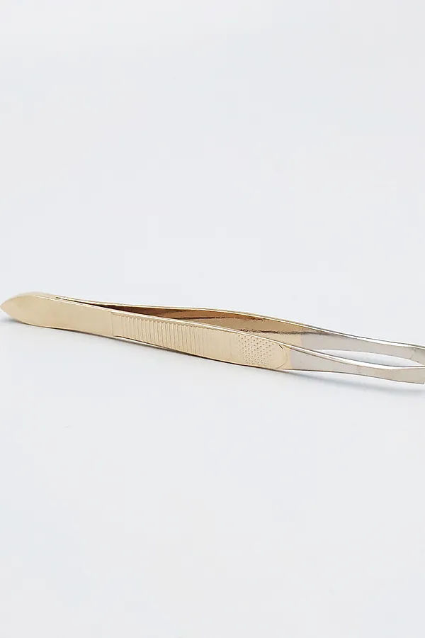 Zinger Пинцет для бровей скошенный T-079-HG / Standard 86079 HG, золотистый KRISTALLER, золотистый - фото 2