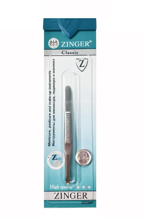 Zinger Пинцет для бровей скошенный / Classic B 166 S SH, ручная заточка, 90 мм, серебристый глянцевый KRISTALLER, серебристый - фото 2