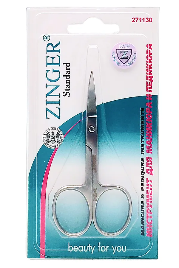 Zinger Ножницы маникюрные для ногтей прямые / Standard B 105 S/FD, глянцевые/матовые, 9,5 см KRISTALLER, серебристый - фото 2