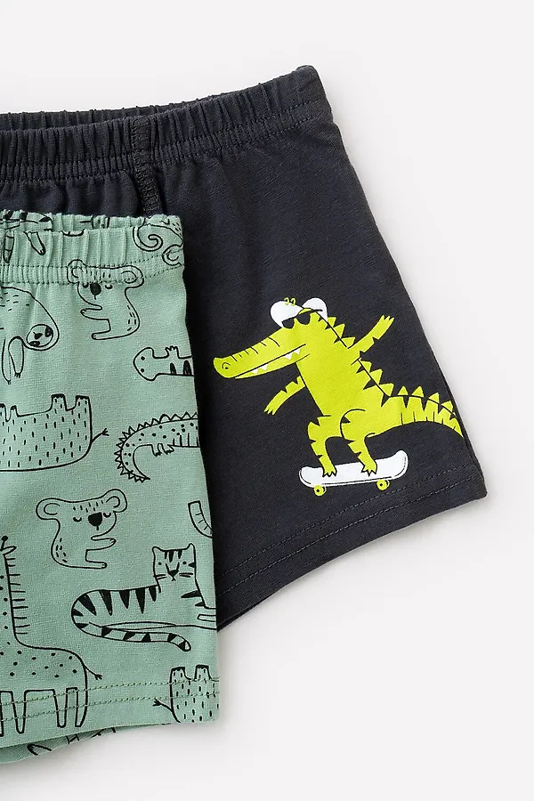 Трусы, 2 шт. CROCKID, тем.серый, пыльная мята, зоопарк - фото 2