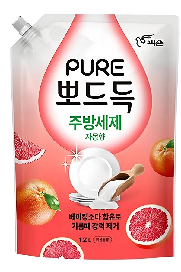 PIGEON Средство для мытья посуды, фруктов и овощей с содой, грейпфрут / Pure Grapefruit Dish Detergent, 1200 мл KRISTALLER, грейпфрут - фото 2