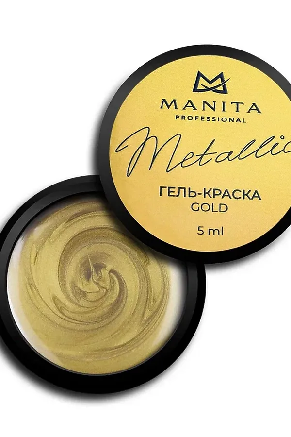 Manita Professional Гель-краска для ногтей с липким слоем / Metallic Gold, 5 мл KRISTALLER, золотистый - фото 2