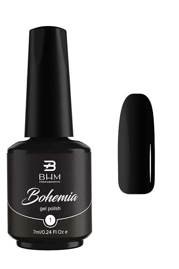 BHM Professional Гель-лак для ногтей / Extra black 001, 7 мл KRISTALLER, extra black 001 - фото 2