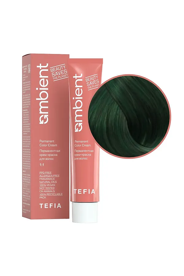 TEFIA  Ambient Перманентная крем-краска для волос / Зеленый корректор, 60 мл KRISTALLER, зеленый корректор - фото 2