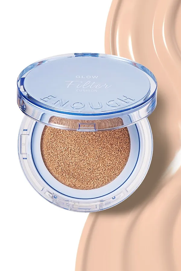 Enough Тональный кушон для лица с эффектом сияющего фильтра №21 / Glow Filter Cushion SPF 50+ PA++++, бежевый, 12 г + запаска 12 г KRISTALLER, бежевый - фото 2