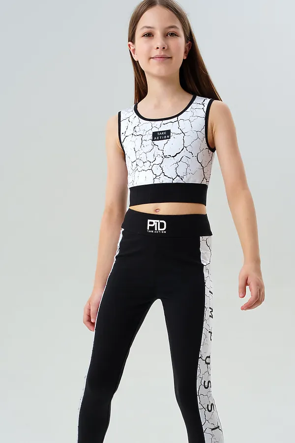 Комплект (Топ+Леггинсы) PLAYTODAY, черный,белый - фото 2