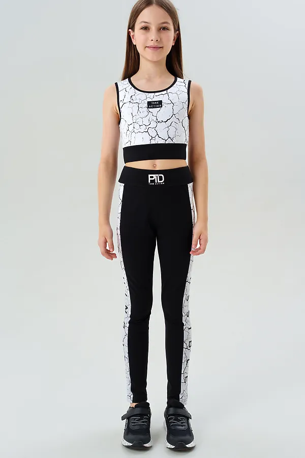 Комплект (Топ+Леггинсы) PLAYTODAY, черный,белый - фото 2