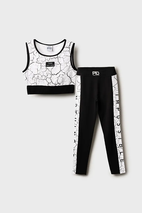 Комплект (Топ+Леггинсы) PLAYTODAY, черный,белый - фото 2