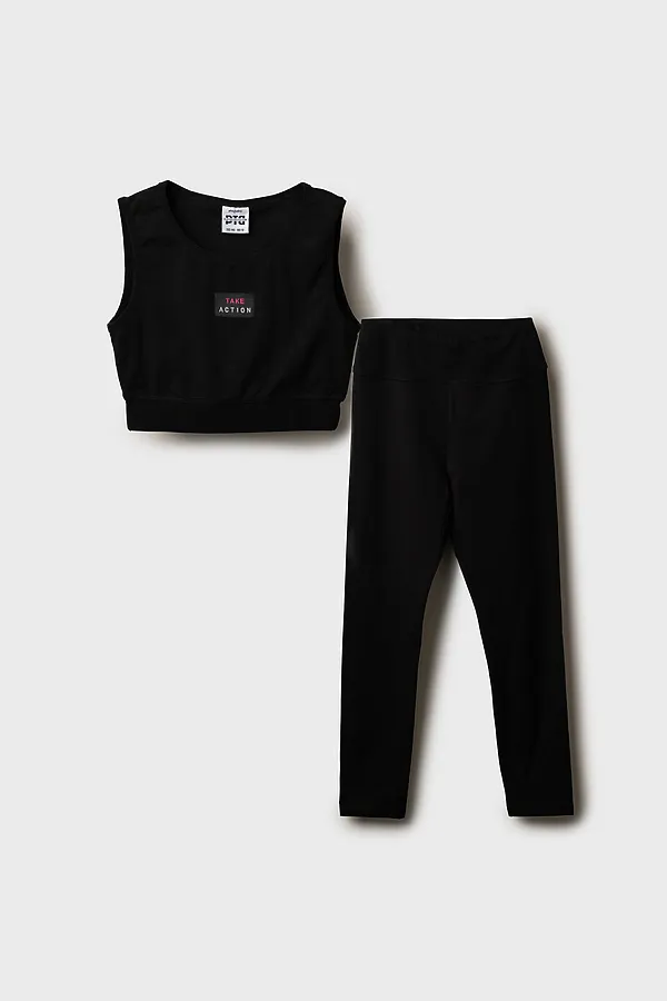 Комплект (Топ+Леггинсы) PLAYTODAY, черный - фото 2