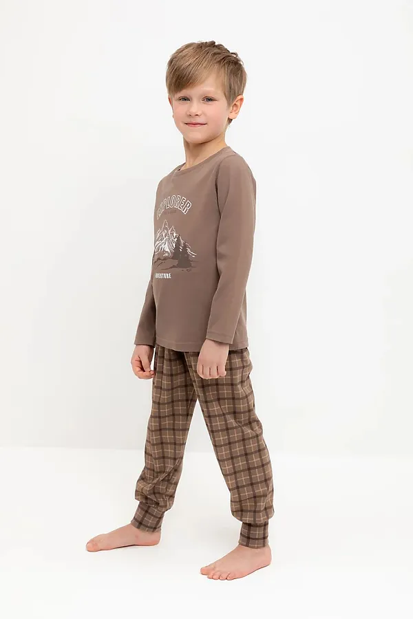 Пижама CROCKID, сосновая кора, праздничная клетка - фото 2