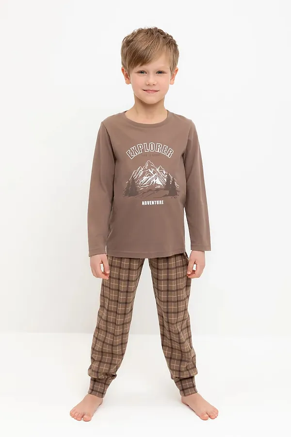 Пижама CROCKID, сосновая кора, праздничная клетка - фото 2