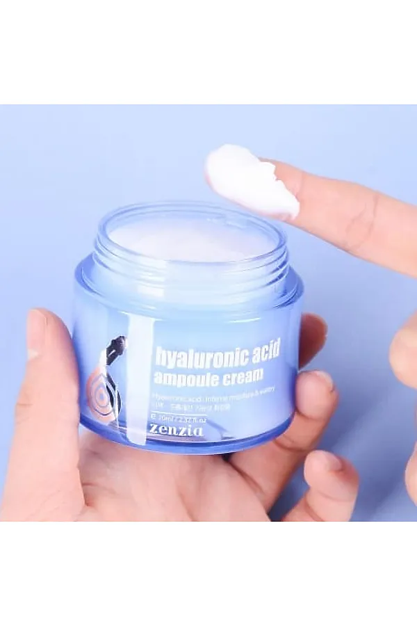 Jigott Крем для лица увлажняющий с гиалуроновой кислотой / Zenzia Hyaluronic Acid Ampoule Cream, 70 мл KRISTALLER, белый - фото 2
