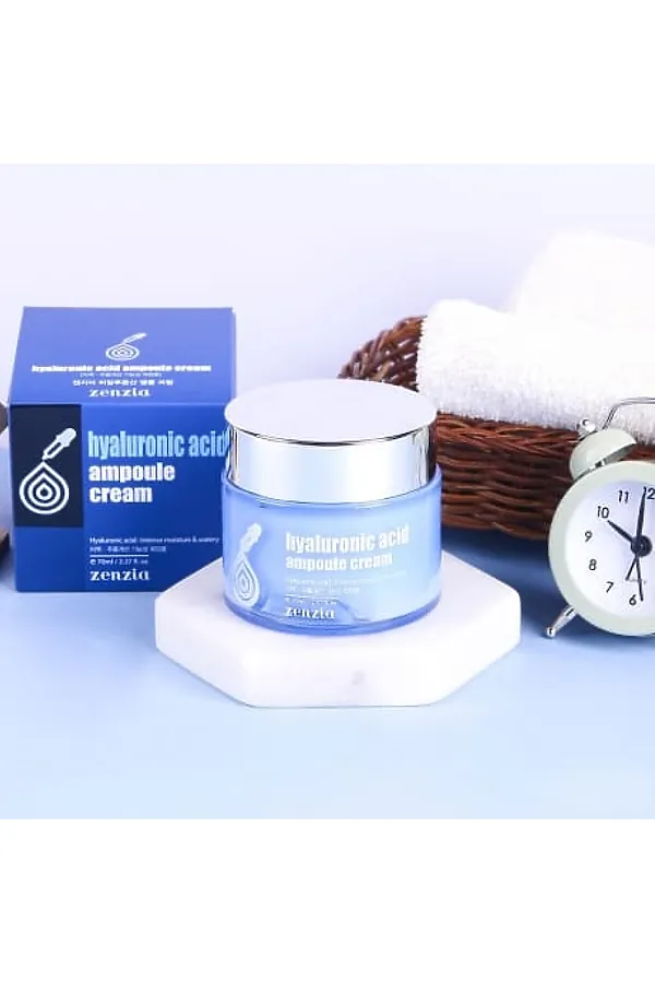 Jigott Крем для лица увлажняющий с гиалуроновой кислотой / Zenzia Hyaluronic Acid Ampoule Cream, 70 мл KRISTALLER, белый - фото 2