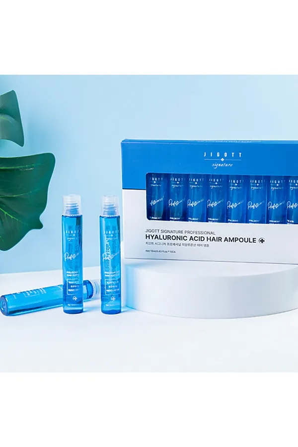 Jigott Ампульный филлер для волос с гиалуроновой кислотой / Signature Professional Hyaluronic Acid Hair Ampoule, 10 шт. x 13 мл KRISTALLER, синий - фото 2