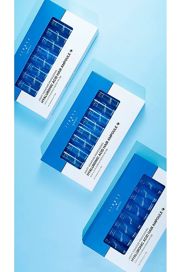 Jigott Ампульный филлер для волос с гиалуроновой кислотой / Signature Professional Hyaluronic Acid Hair Ampoule, 10 шт. x 13 мл KRISTALLER, синий - фото 2