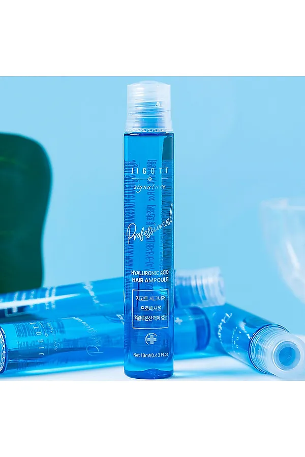 Jigott Ампульный филлер для волос с гиалуроновой кислотой / Signature Professional Hyaluronic Acid Hair Ampoule, 10 шт. x 13 мл KRISTALLER, синий - фото 2