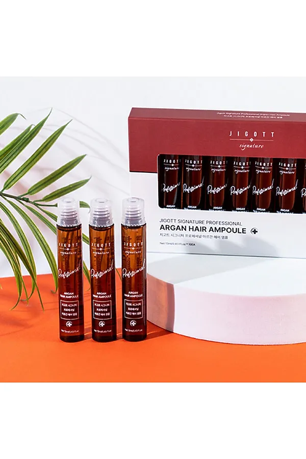 Jigott Ампульный филлер для волос с эктрактом арганы / Signature Professional Argan Hair Ampoule, 10 шт. x 13 мл KRISTALLER, коричневый - фото 2