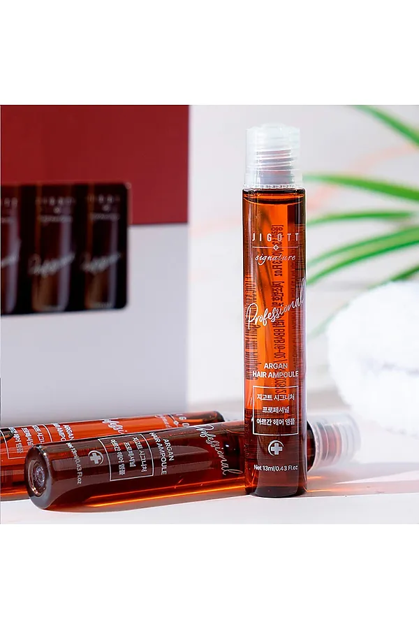 Jigott Ампульный филлер для волос с эктрактом арганы / Signature Professional Argan Hair Ampoule, 10 шт. x 13 мл KRISTALLER, коричневый - фото 2