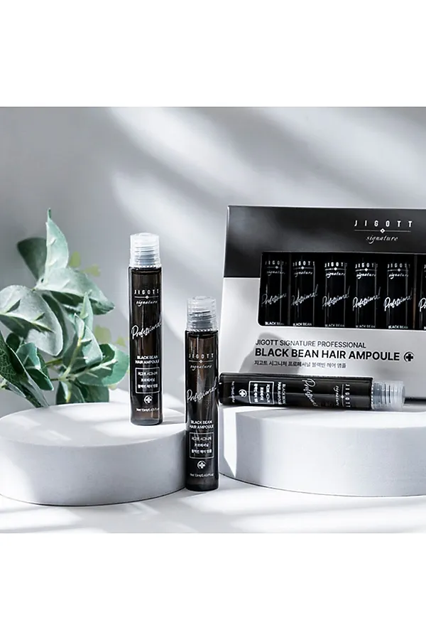 Jigott Ампульный филлер для волос с экстрактом черной фасоли / Signature Professional Black Bean Hair Ampoule, 10 шт. x 13 мл KRISTALLER, черный - фото 2