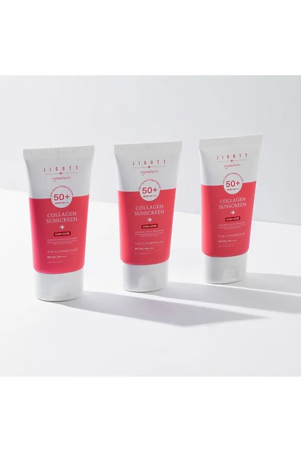 Jigott Крем для лица солнцезащитный с коллагеном / Signature Collagen Sunscreen SPF50+ PA++++, 70 мл KRISTALLER, розовый - фото 2
