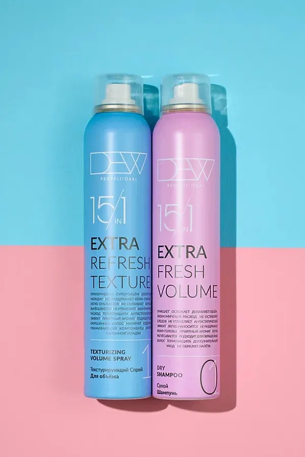 DEW Professional Набор для волос: Текстурирующий спрей + Сухой шампунь, 200 мл x 2 KRISTALLER, ассорти - фото 2