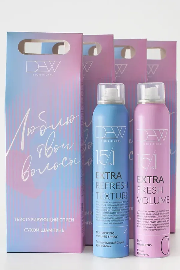 DEW Professional Набор для волос: Текстурирующий спрей + Сухой шампунь, 200 мл x 2 KRISTALLER, ассорти - фото 2