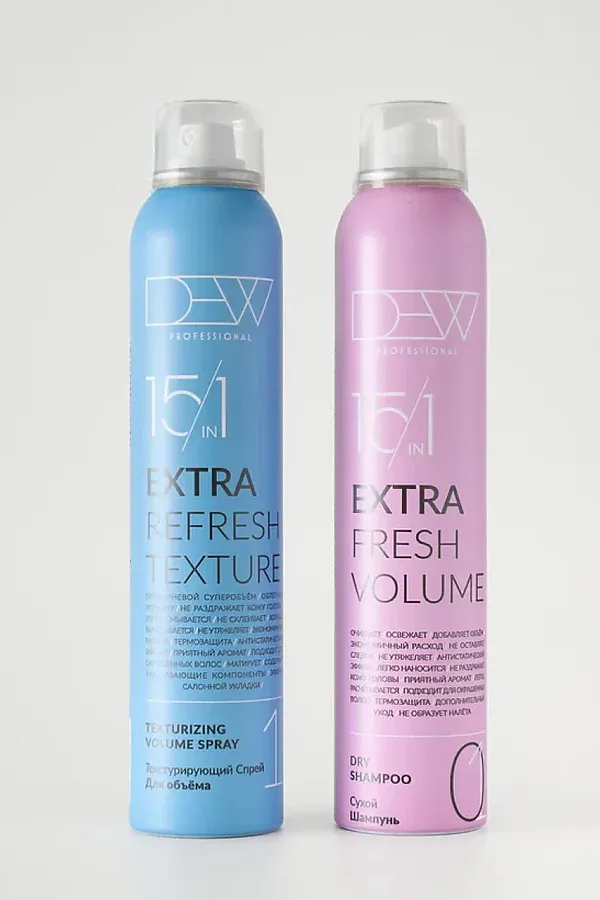 DEW Professional Набор для волос: Текстурирующий спрей + Сухой шампунь, 200 мл x 2 KRISTALLER, ассорти - фото 2