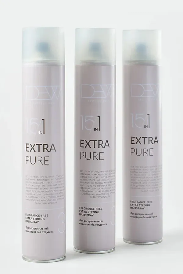 DEW Professional Лак для волос экстрасильной фиксации без отдушки / Extra Pure, 500 мл KRISTALLER, бежевый - фото 2