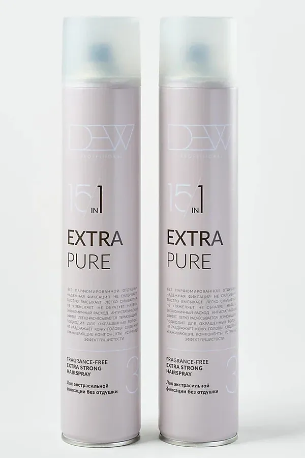 DEW Professional Лак для волос экстрасильной фиксации без отдушки / Extra Pure, 500 мл KRISTALLER, бежевый - фото 2