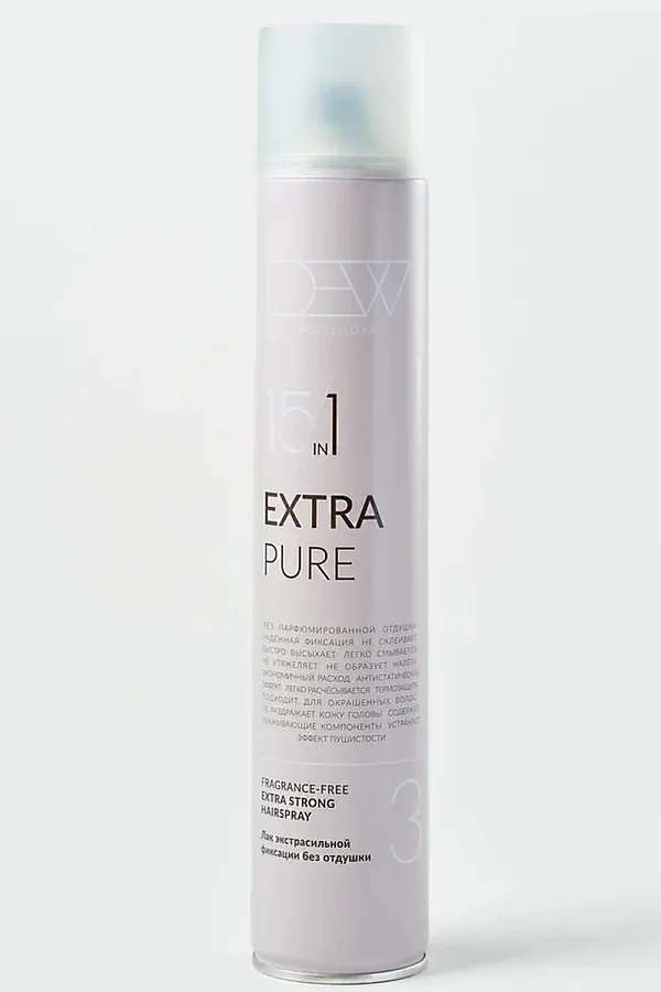 DEW Professional Лак для волос экстрасильной фиксации без отдушки / Extra Pure, 500 мл KRISTALLER, бежевый - фото 2