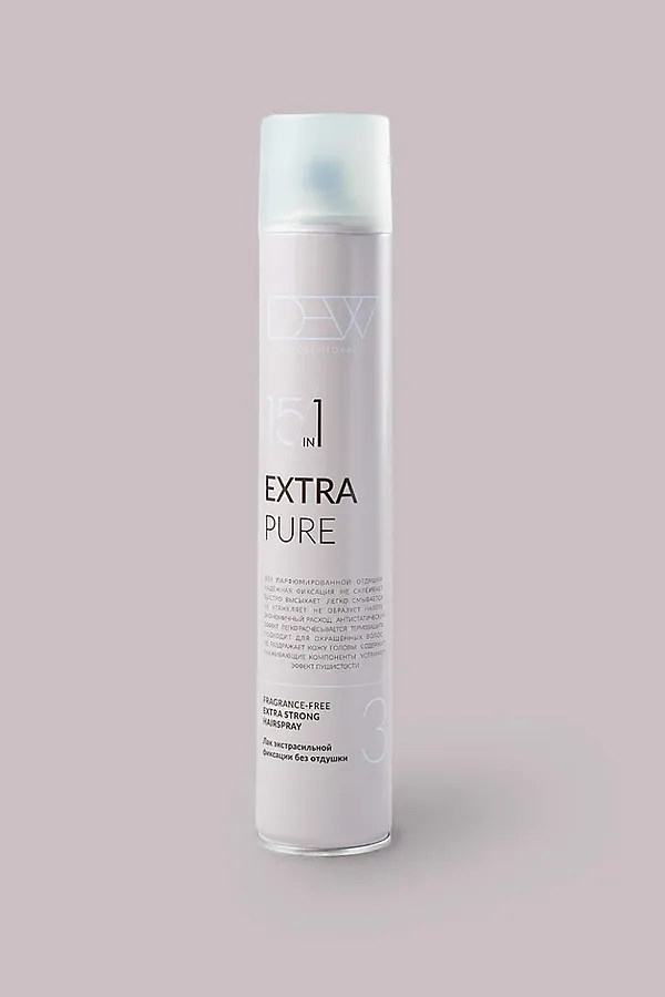 DEW Professional Лак для волос экстрасильной фиксации без отдушки / Extra Pure, 500 мл KRISTALLER, бежевый - фото 2