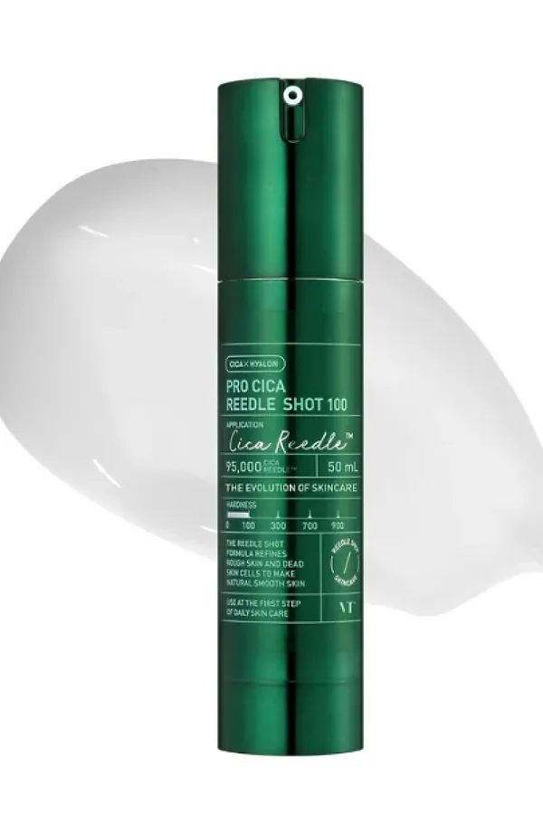 VT Cosmetics Бустер-сыворотка для чувствительной кожи для лица с микроиглами и экстрактом центеллы азиатской / Pro Cica Reedle Shot 100, 50 мл KRISTALLER, зелёный - фото 2