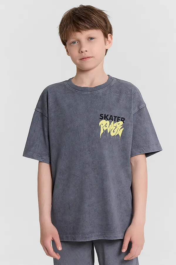 Костюм (Футболка+Шорты) MARK FORMELLE, графитовый acid wash +печать - фото 2