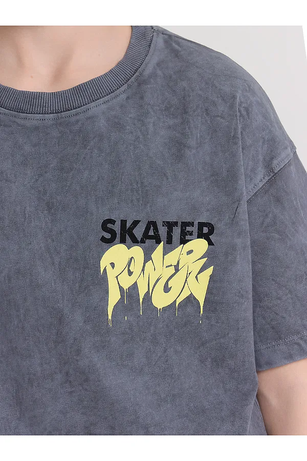 Костюм (Футболка+Шорты) MARK FORMELLE, графитовый acid wash +печать - фото 2