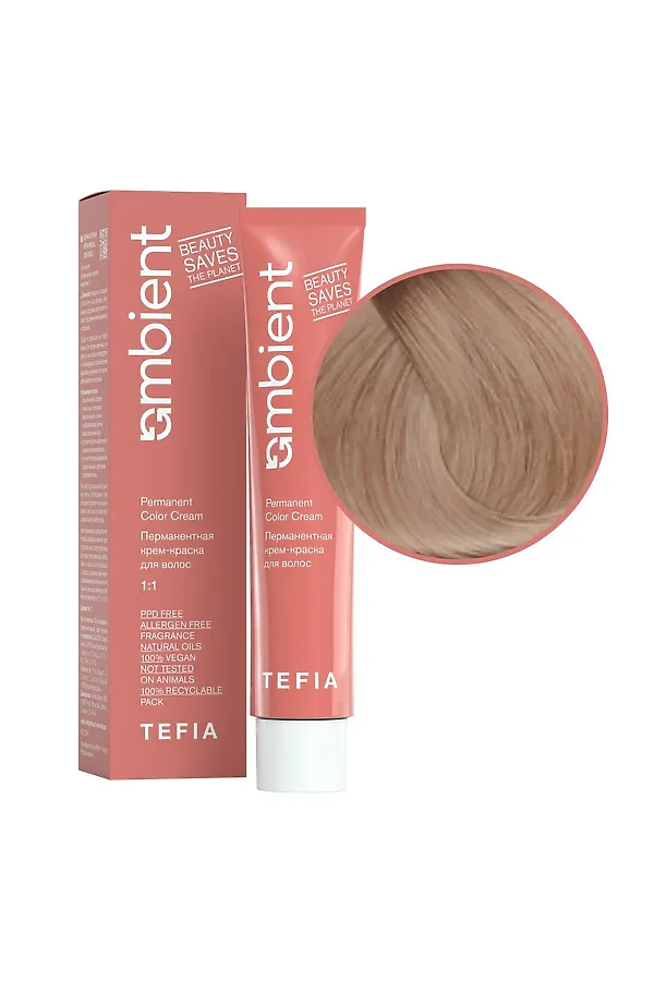 TEFIA  Ambient 9.8 Перманентная крем-краска для волос / Очень светлый блондин коричневый, 60 мл KRISTALLER, очень светлый блондин коричневый - фото 2