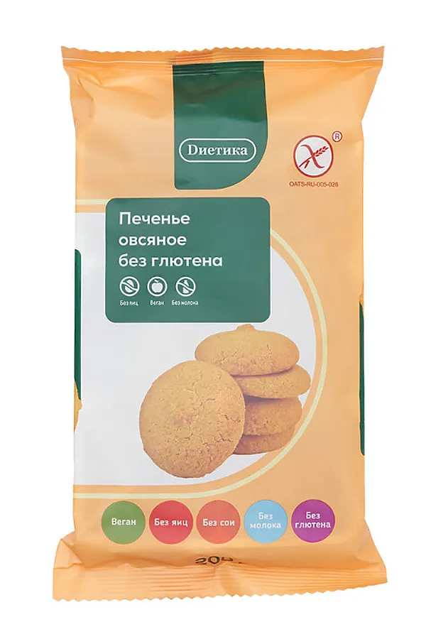 Печенье сдобное овсяное  "Диетика" 200г ЭКО-ПРОДУКТЫ, - - фото 2