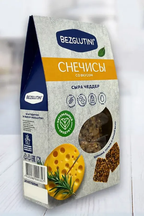 Хлебцы "Снечисы" сыр чеддер Bezglutini 70г ЭКО-ПРОДУКТЫ, - - фото 2