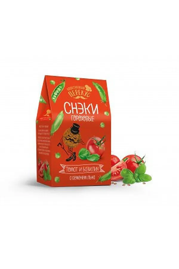 Снэки гороховые с семенем льна с томатом и базиликом 100г ЭКО-ПРОДУКТЫ, - - фото 2
