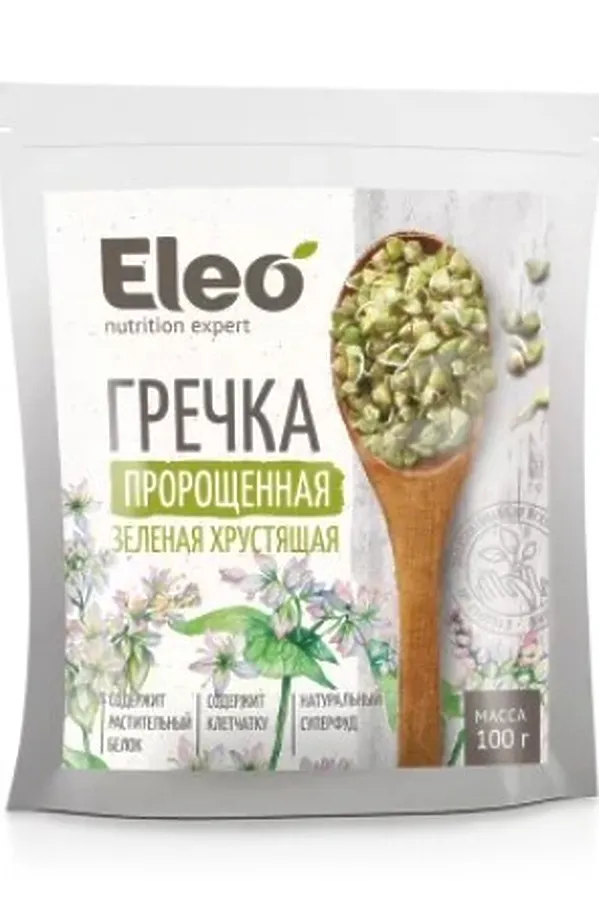 Гречка пророщенная зеленая хрустящая "Eleo" 100г ЭКО-ПРОДУКТЫ, - - фото 2